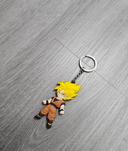BRAND NEW DRAGON BALL Z SUPER SAIYAN GOKU DOUBLE SIDED RUBBER RING RUBBER KEYCHAIN KEY TAG RINGS
