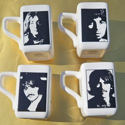 Beatles 4 White Square Coffee Cups