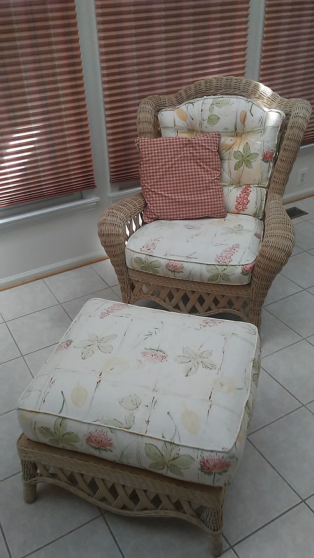 Wicker Chair and matching Ottoman