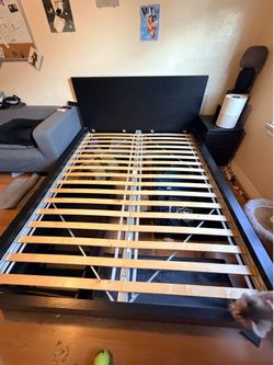Queen size bed frame and slats with Nightstand OBO
