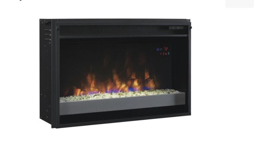 $210, ClassicFlame 26EF031GRp-201 26 Contemporary Electric Fireplace  Insert with Safer Plug (regular price $599)missing remote for Sale in  Fresno, CA - OfferUp