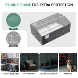 Upgraded 13x20FT Outdoor Storage Shed, Large Metal Garage Shed with Two Windows and Two Translucent Panels for Car, Truck, Bike, Lawnmower, Backyard T