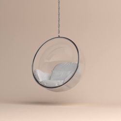 Silver Acrylic Hanging Bubble Chair