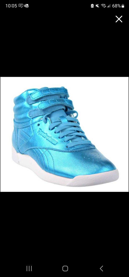 Mild komedie Rejse Reebok Freestyle Hi Metallic Women Shoes Feather Blue-White CN0959 -  lightly used for Sale in Glendale, CA - OfferUp