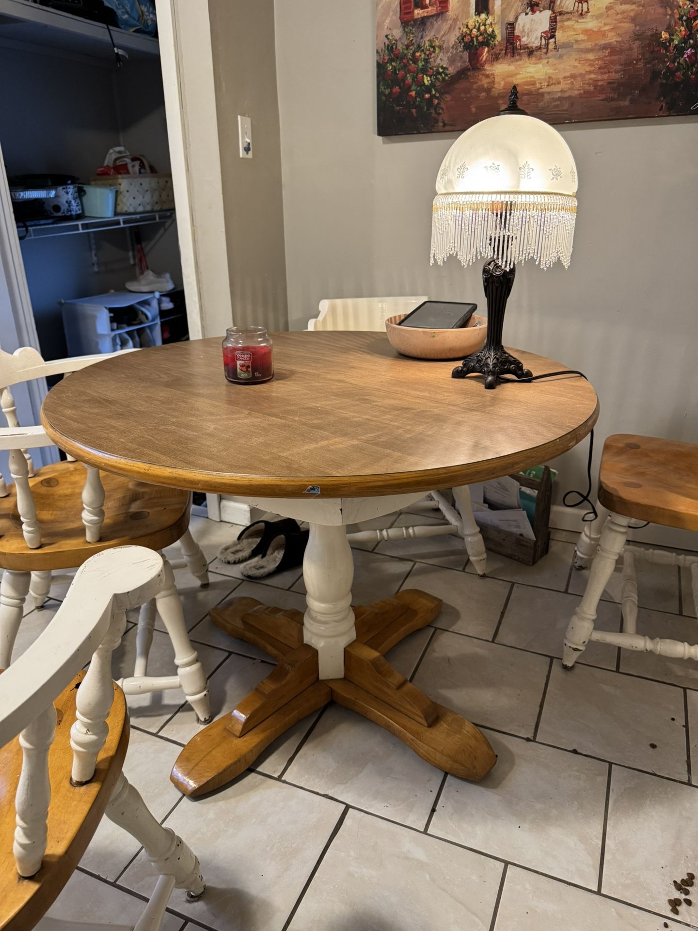 Shabby Chic Table With 4 Chairs Wood