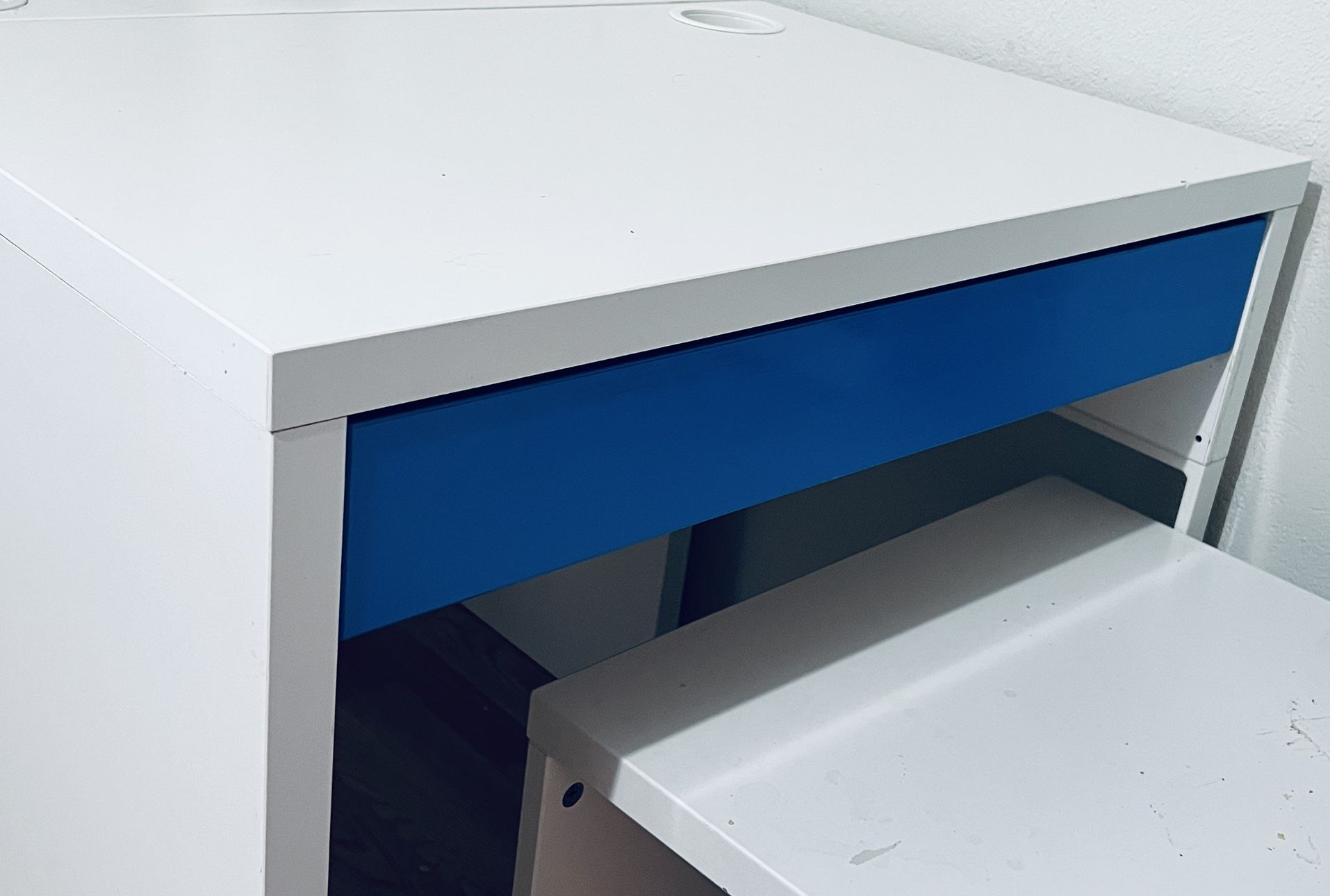 Ikea White/Blue Desk 