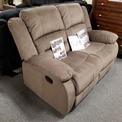 Brand New Brown Linen Manual Reclining Loveseat