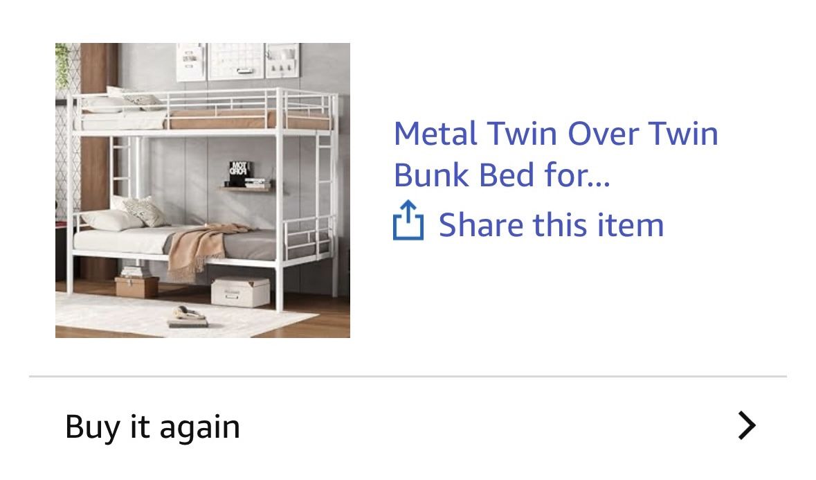 White Metal Bunk Bed