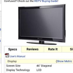 46" ELEMENT TV MODEL #ELDFW464