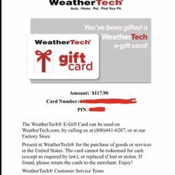 GIFT CARD $352 Value For Weathertech Website