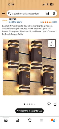 4-Pack Dusk to Dawn Outdoor Lighting, Modern Outdoor Wall Light
