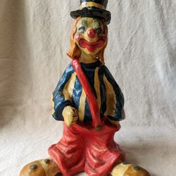Vintage Standing Clown Papier Mâché 10"