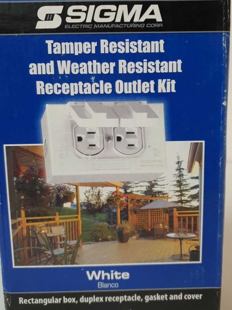 SIGMA Tamper Resistant and Weather resistant Receptacle Outlet Kit, White, NEW .. Condition is "New". Kit contains duplex receptacle, cover, gasket,