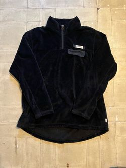 black Magellan Outdoors quarter-zip fleece pullover with textured, fuzzy material size