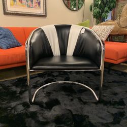 Fab Black and White Chrome Club Chairs