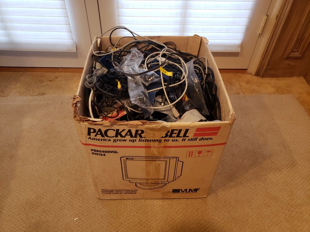 Dad's Huge Box Of Cables And Cords