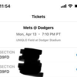 Dodgers vs Mets Game Tickets