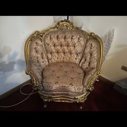 (2) Rose gold Princess  Style Chairs With Matching Mirror (excellent Condition )