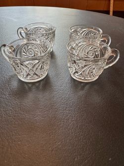 Set of 4 Pressed Glass Punch Cups