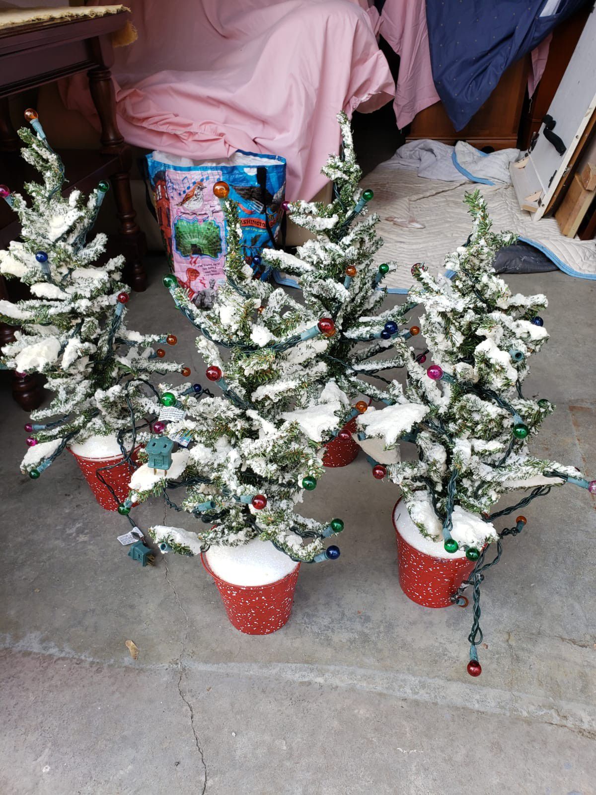 Small Prelighted christmas trees $15 each