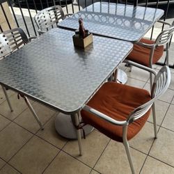 3 Tables and 6 Chairs With Cushions 