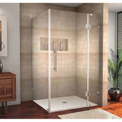 Avalux 48" x 36" x 72" Completely Frameless Hinged Shower Enclosure, Polished Chrome