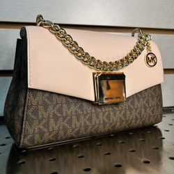 MICHAEL KORS PINK & BROWN HAND BAG #97659-2