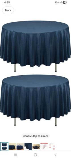 90 Inch Round Navy Tablecloth #10