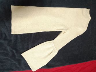 Cream Knit Flare Leg Pants