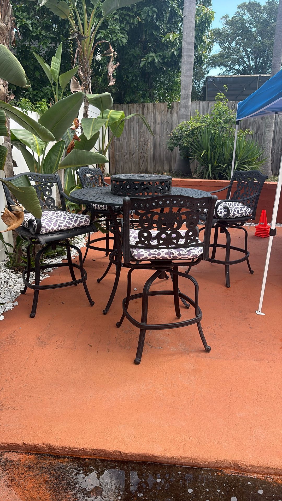 High Top Table And Bar Stools Solid Steel Iron Heavy Duty 