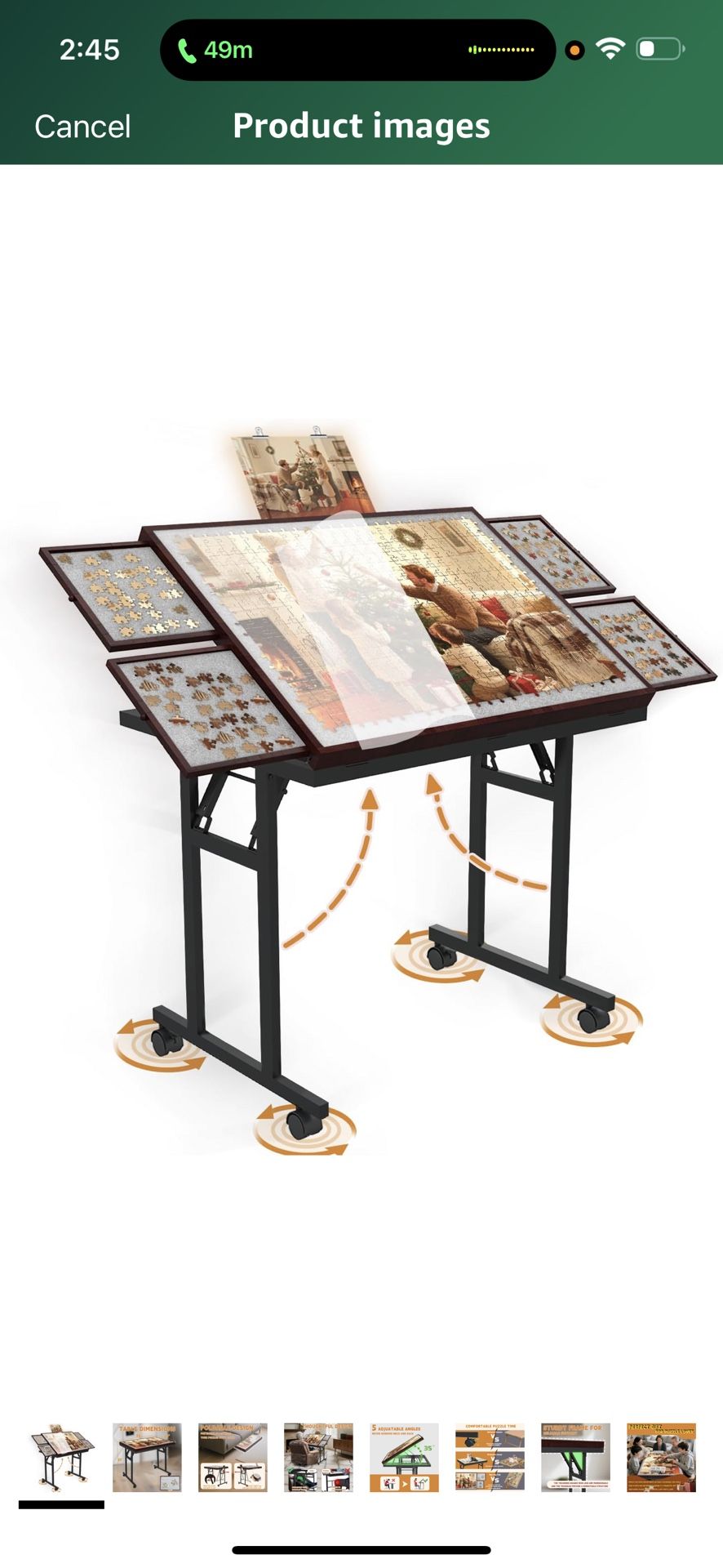 Puzzle Table with Folding Legs, 1500 Pieces Puzzle Table for Adults with Drawers, Cover, Wheels, 5 Adjustable Up Angles Wooden Jigsaw Puzzle Board for