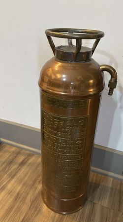  Vintage Copper And Brass Buffalo Fire Extinguisher was made by the Buffalo Fire Appliance Co