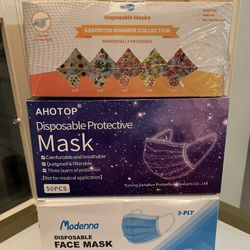 3 Boxes Of 50 Adult Disposable Masks 