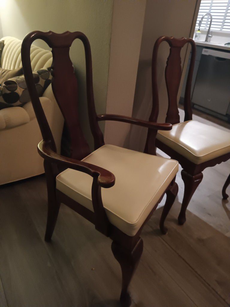 Antique Dining Chairs, Two are armchairs