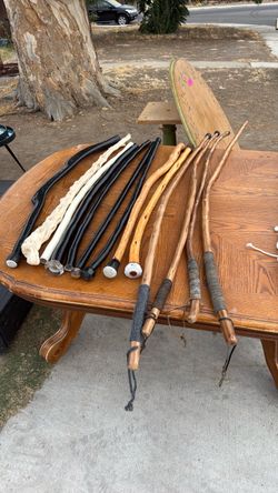Lot of Handmade Walking Sticks and Canes