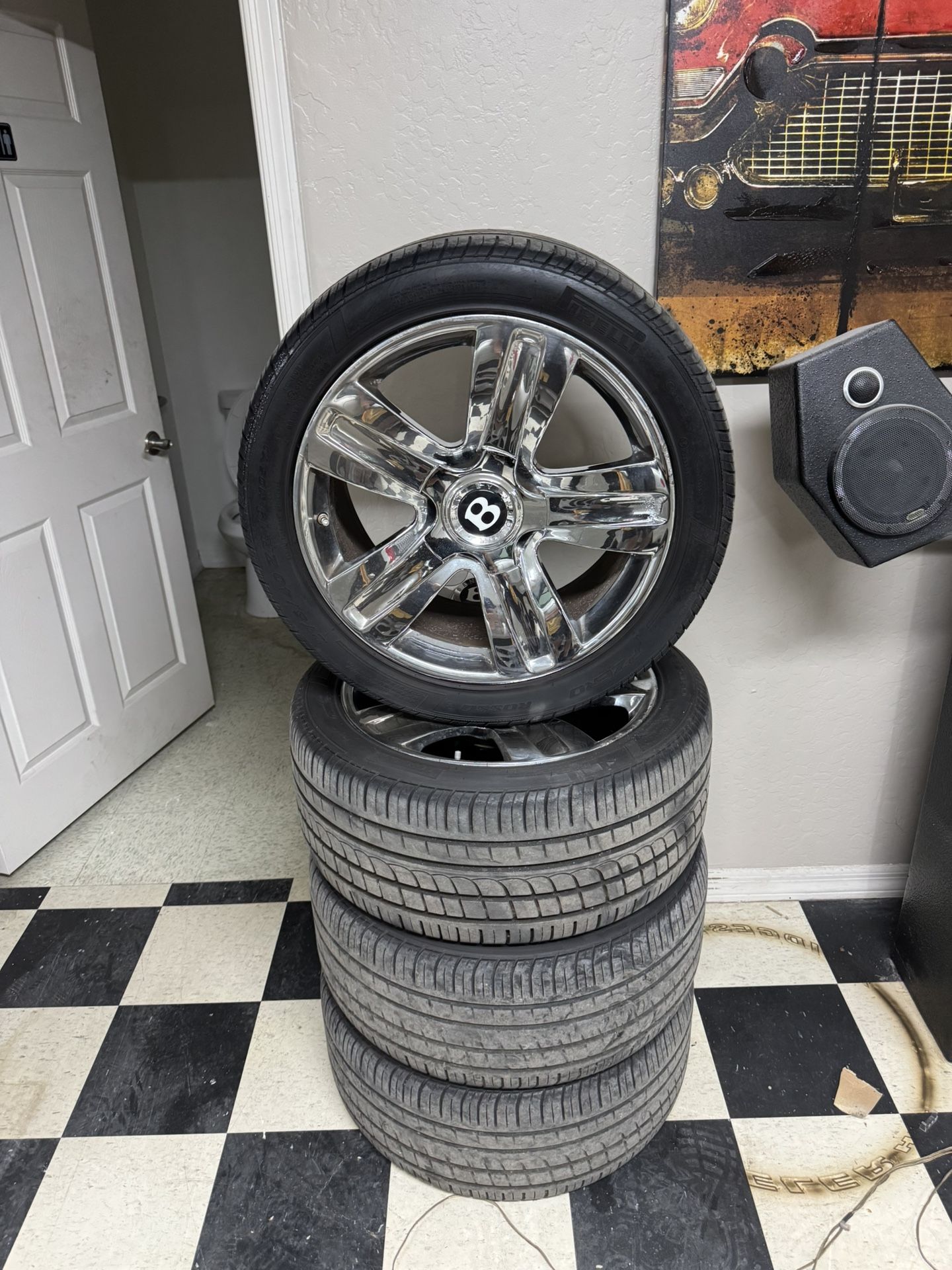 Bentley Continental Gt Chrome Factory Wheels And Tires $800 Set Of 4