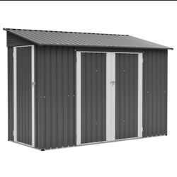 9x4 FT Outdoor Storage Shed with Lockable Door, Heavy Duty Metal Garden Shed for Lawn Mower, Tools, Bikes, Waste Bins - All Weather & Waterproof (Dark