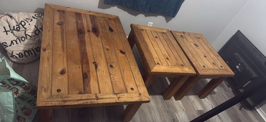 Rustic solid wood table set
