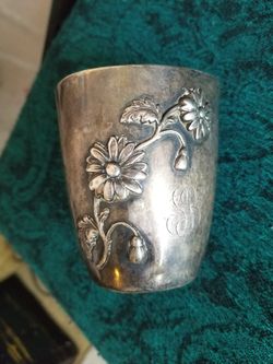 Antique repousee solid sterling cup