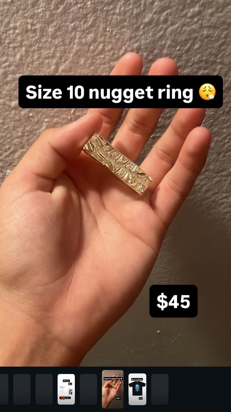 Gold Plated Double Nugget Ring   