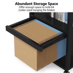 New Tribesigns Rolling Files Cabinet, Mobile Vertical Filing Cabinet