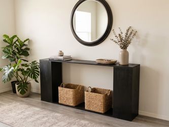 6ft Modern Black Console Table – 72" Entryway / Behind Sofa Table (Slim 12" Depth)