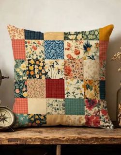 Set of 2 Patchwork Print Throw Pillows