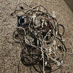 Bunch of charger, ear phones
