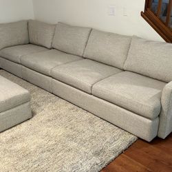 Crate and Barrel Couch and Storage Ottoman 