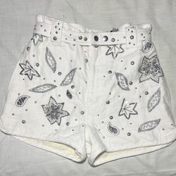 Isabel Marant White Sequin Designer Shorts Size 34 Nwt $958