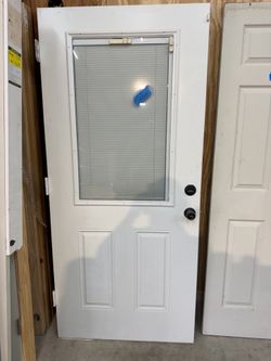 36x80 Steel Exterior Door with Mini Blinds — Right-Hand Inswing