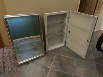 Two toned mirrored medicine cabinets