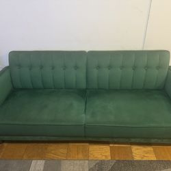 Mid Century Modern Green Velvet Sofa Bed 