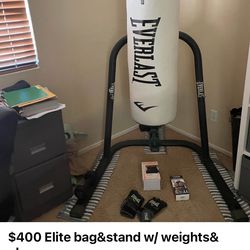 $400 Punching Bag, stand, gloves